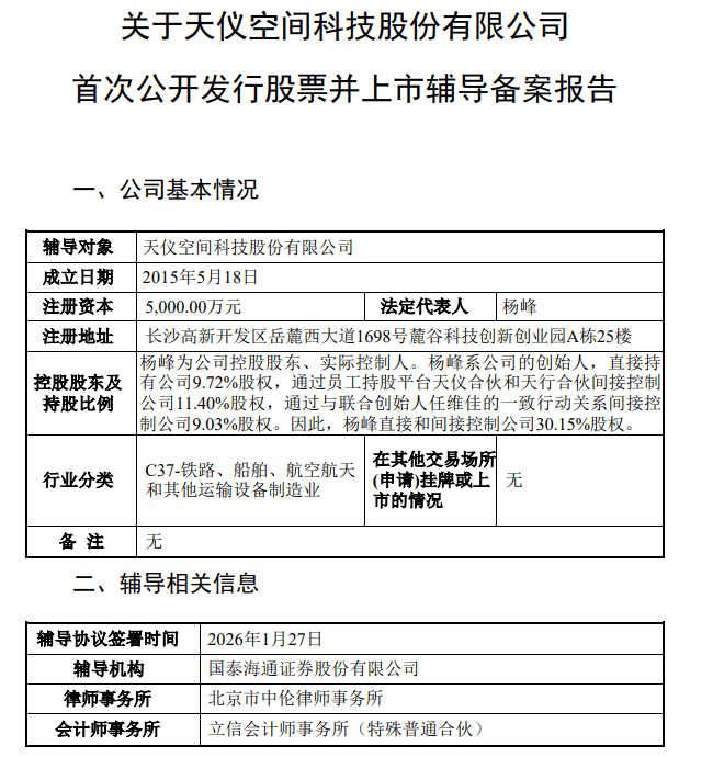 商业卫星企业天仪空间完成IPO辅导备案！10年发射38颗卫星，立志打造世界一流卫星制造和数据服务商